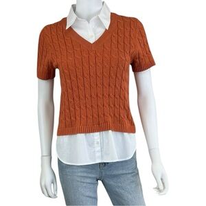 j. society Orange 100% Cotton Cable Sweater Size S